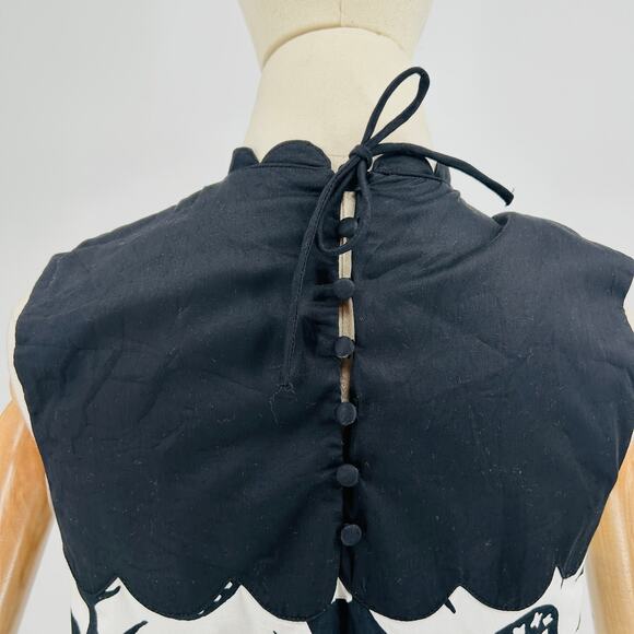 Victoria Beckham For Target Cotton Black White Mod Daisy Drop Waist Mini Dress - Picture 6 of 9